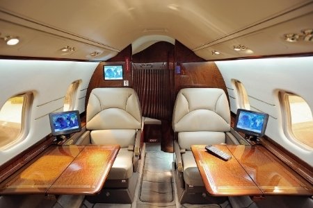 interior of cleaning private jet