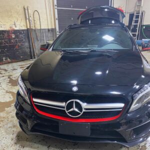 black sports car detailing